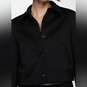 NWT - Mango Women's Straight Knit Black Bomber Jacket - L